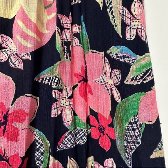 Vintage Napa Valley Blue Floral Tropical Crepe Maxi Skirt Size Large Summer EUC - Picture 8 of 16